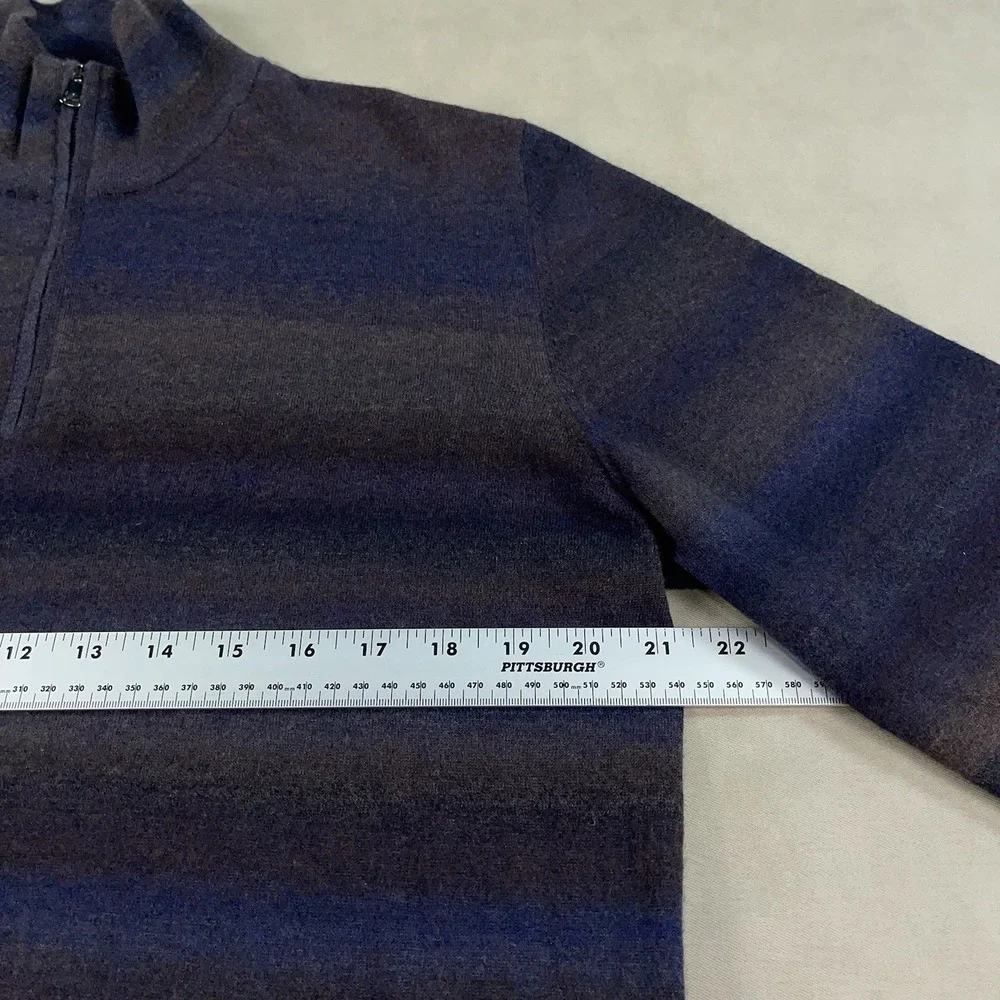 Isaia Cashmere Quarter Zip Sweater Mens Large Striped Long Sleeve Pullover Italy - Picture 10 of 15